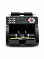 YTech-3600V Mix Value Cash Counting Machine front view with LCD display and currency notes loaded.