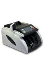 Close-up of YTech-5300V cash counting machine display showing mixed value counting results.
